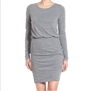 Leith Grey Ruched Long Sleeve Dress